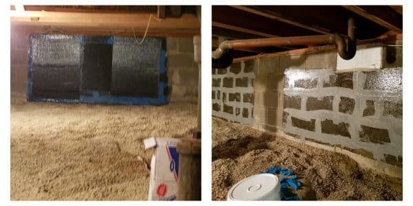 Crawlspace foundation repair showcasing StablWall corner wrap installation with carbon fiber technology, highlighting versatility and effectiveness in stabilizing walls.
